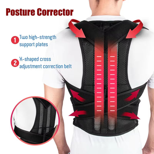Adjustable Posture Corrector with Back Support and Shoulder Brace for Spine Alignment