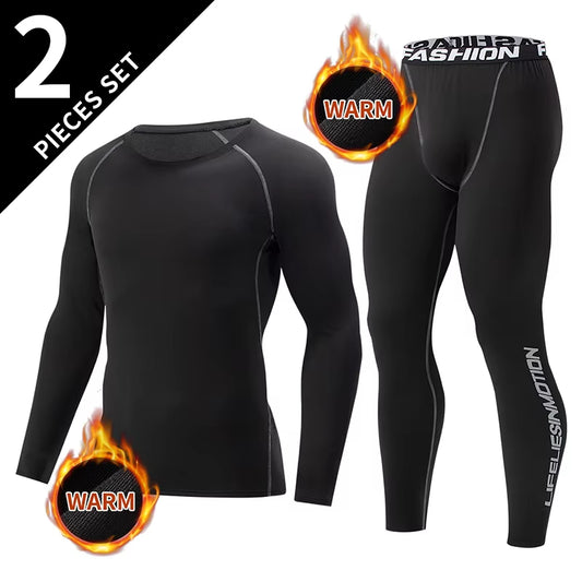 Men's Black Long Sleeve Base Layer Set for Autumn/Winter - Fitness Running Shirt and Casual Stretch Pants (2/4 Pcs)