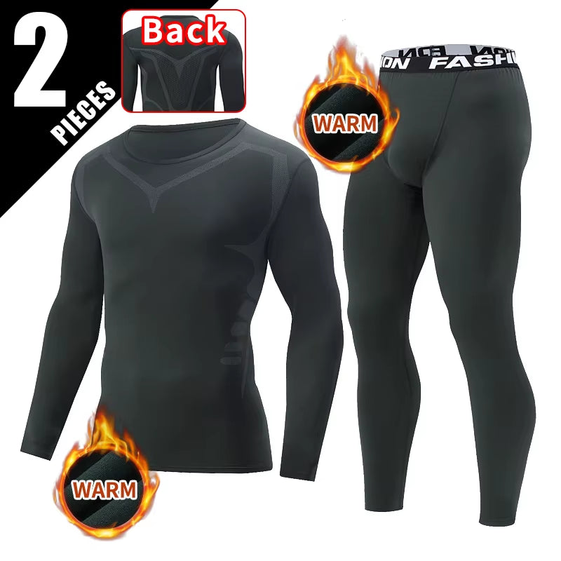 Men's Black Long Sleeve Base Layer Set for Autumn/Winter - Fitness Running Shirt and Casual Stretch Pants (2/4 Pcs)
