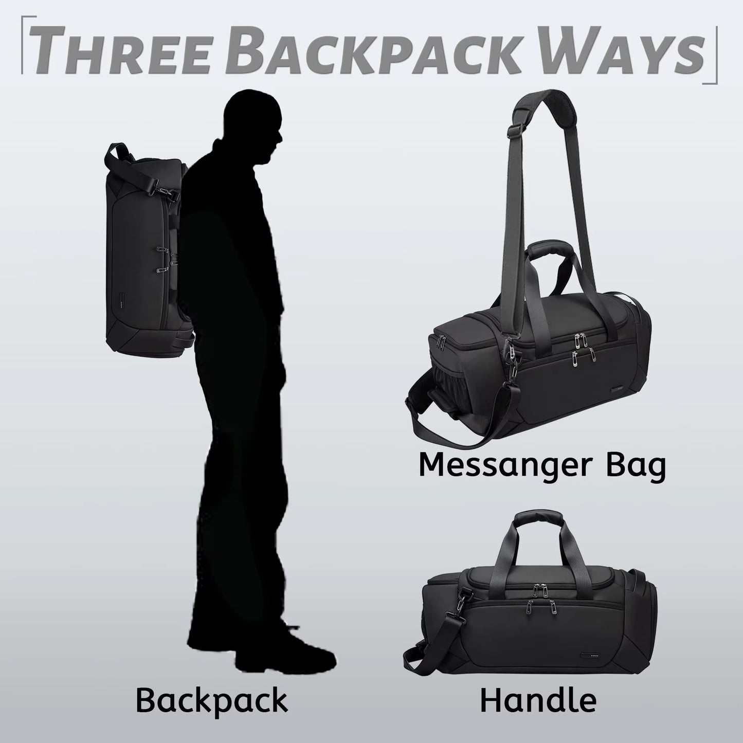 21-Inch Waterproof Sports Duffel Bag for Men with Shoe Compartment and Wet/Dry Storage