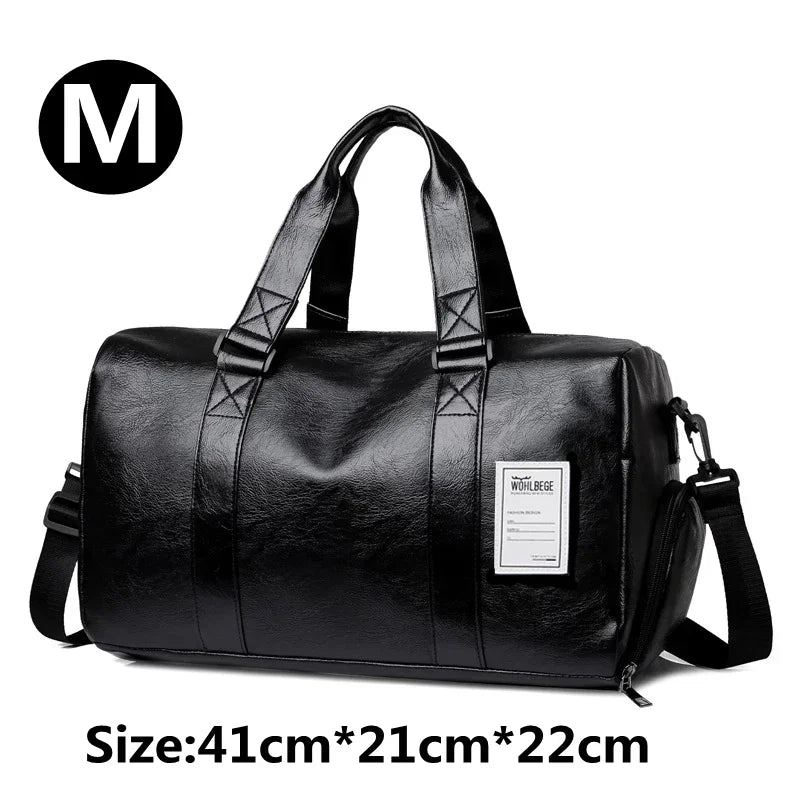 Men's Leather Sports Gym Bag for Footwear - Ideal for Training, Fitness, Yoga, and Travel