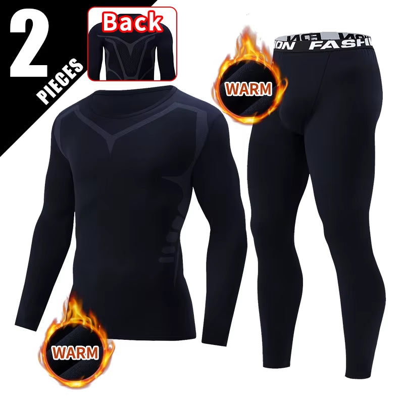 Men's Black Long Sleeve Base Layer Set for Autumn/Winter - Fitness Running Shirt and Casual Stretch Pants (2/4 Pcs)