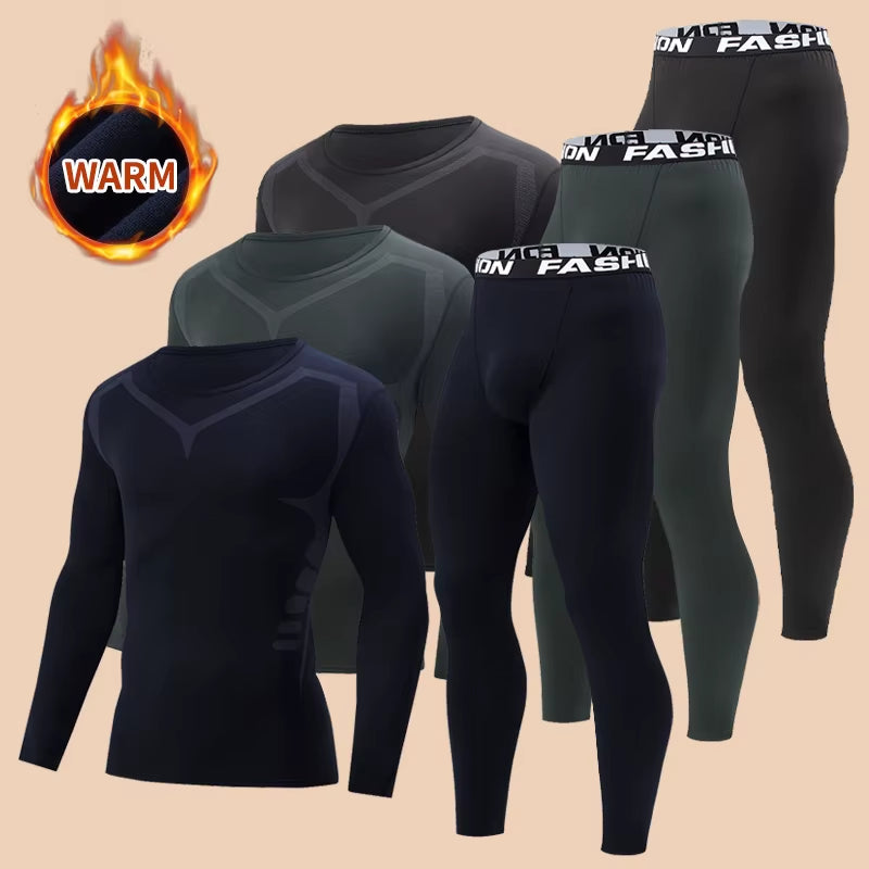 Men's Black Long Sleeve Base Layer Set for Autumn/Winter - Fitness Running Shirt and Casual Stretch Pants (2/4 Pcs)