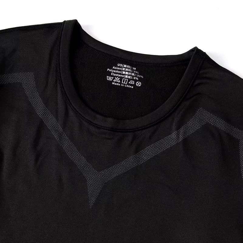 Men's Black Long Sleeve Base Layer Set for Autumn/Winter - Fitness Running Shirt and Casual Stretch Pants (2/4 Pcs)