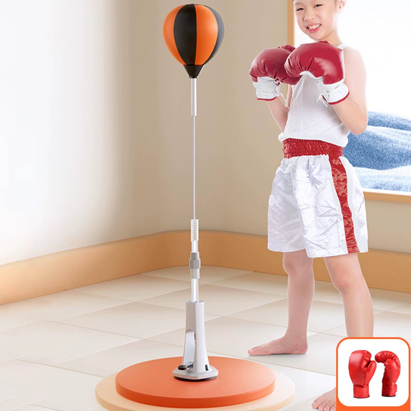 Adjustable Height Boxing Reaction Ball with Suction Cup Base for MMA Training and Home Gym Fitness