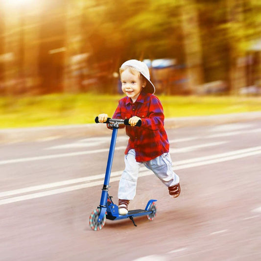Trottinette Enfant 2 Roues Patinette Enfant Pliable Scooter Enfant Kick Avec LED Lumière Hauteur Réglable Bleu/Bleu Foncé/Rose/Rouge/Violet