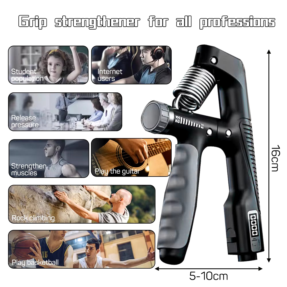 Adjustable Smart Counting Hand Grip (10-100KG) for Strength Training and Wrist Development