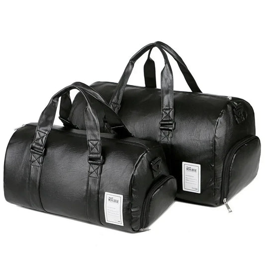 Men's Leather Sports Gym Bag for Footwear - Ideal for Training, Fitness, Yoga, and Travel