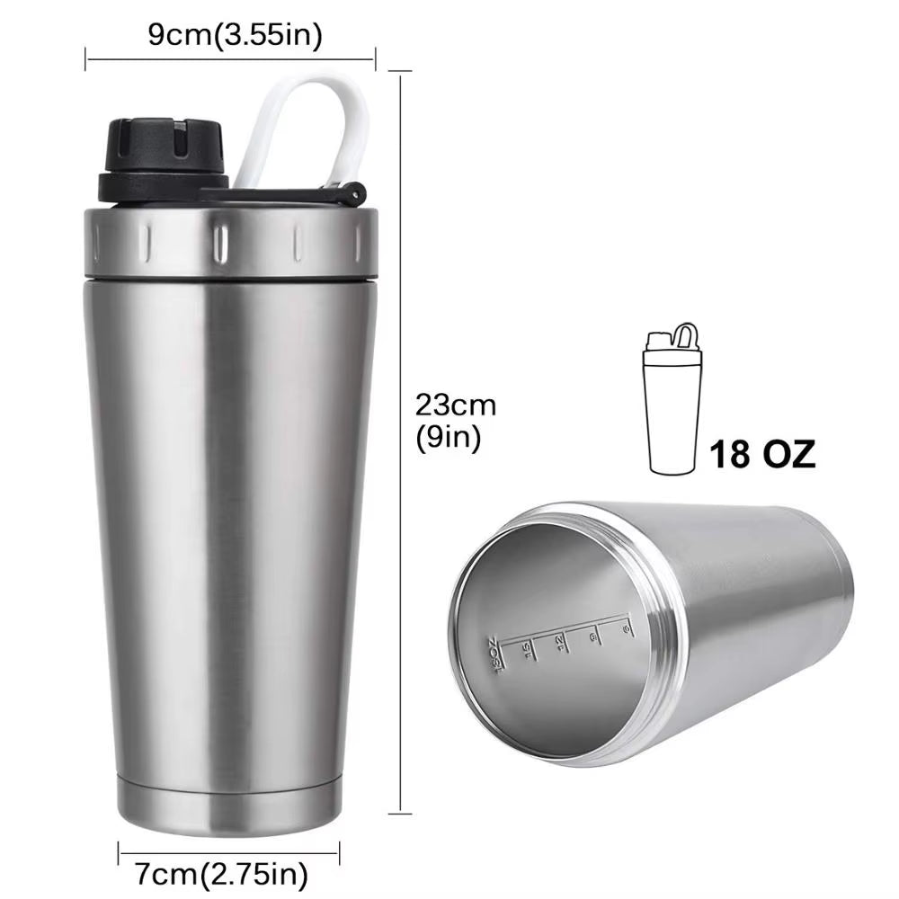 Personalized 20oz Double Wall Vacuum Insulated Stainless Steel Protein Shaker Bottle - Leak Proof Sports Drinkware