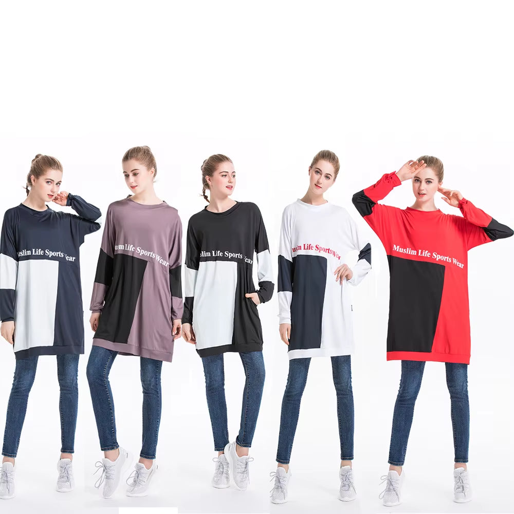 2024 New Middle East Arab Yun Hui Muslim Casual Sports Sweater with Colored Round Neck
