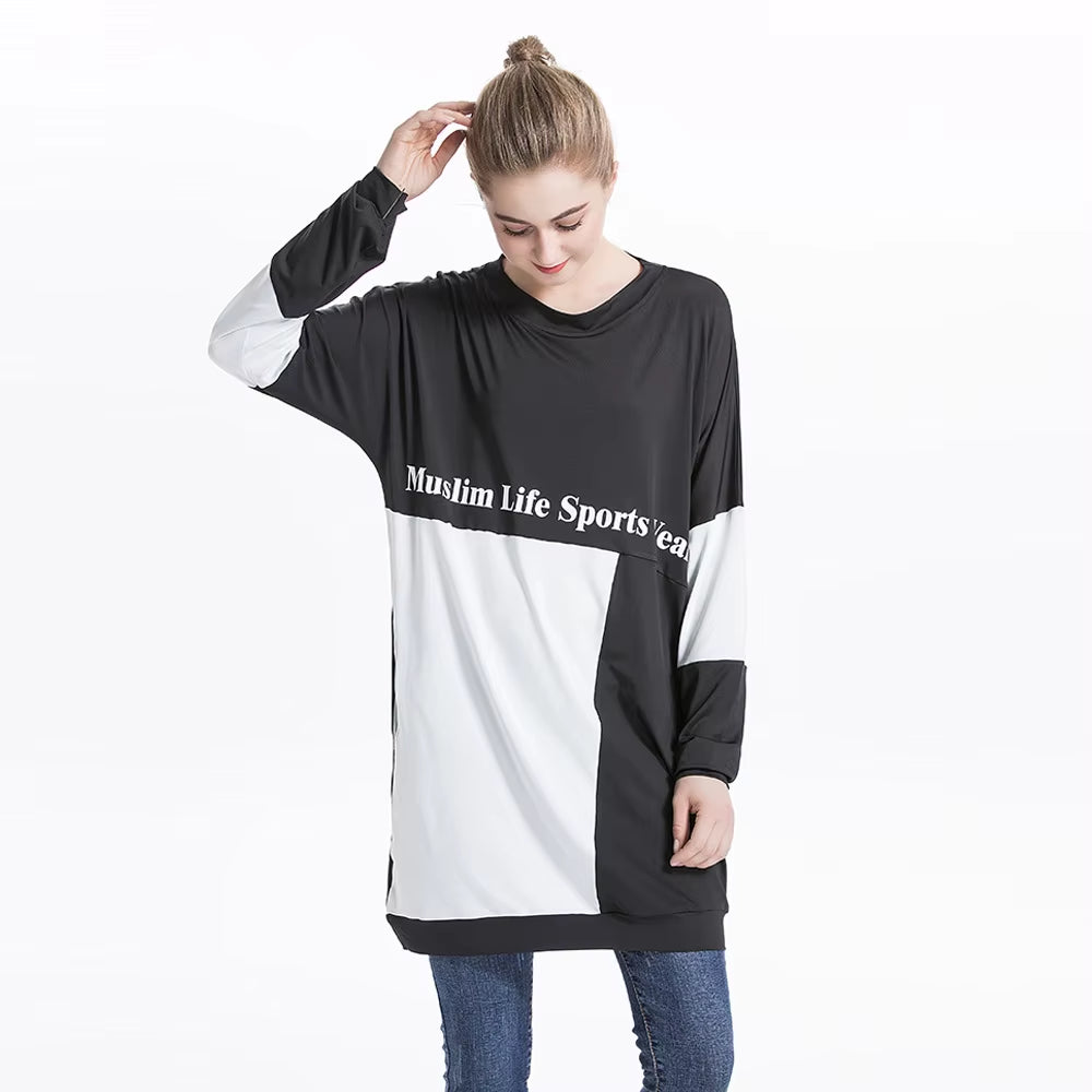 2024 New Middle East Arab Yun Hui Muslim Casual Sports Sweater with Colored Round Neck